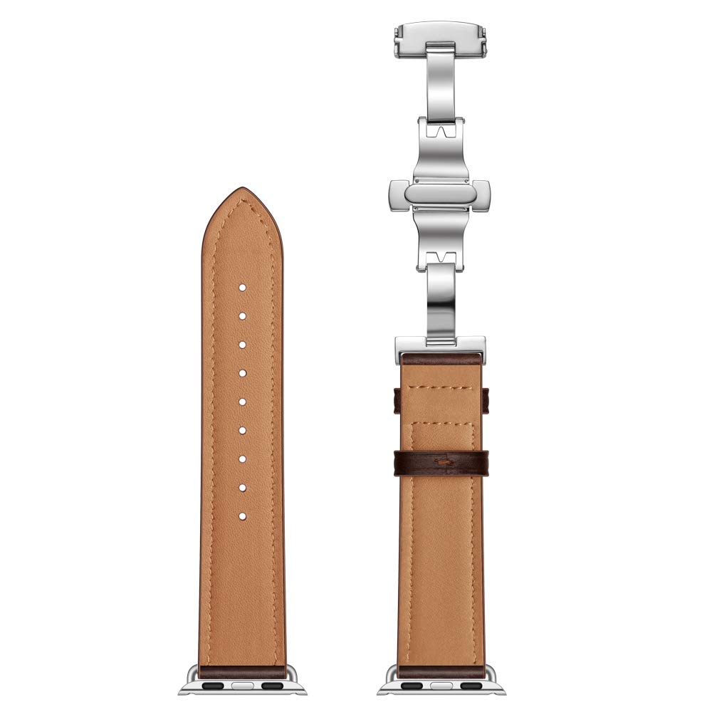 AISPORTS AISPORTS Leather Sport Wristband for Apple Watch 49mm 46mm 45mm 44mm 42mm with Metal Butterfly Buckle Replacement Band - View 6 of 9