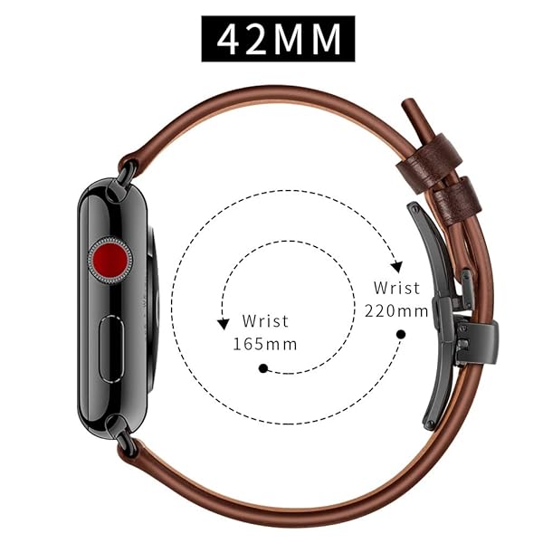 AISPORTS AISPORTS Leather Sport Wristband for Apple Watch 49mm 46mm 45mm 44mm 42mm with Metal Butterfly Buckle Replacement Band - View 5 of 8