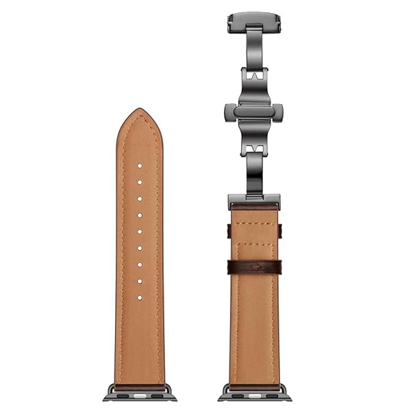 AISPORTS AISPORTS Leather Sport Wristband for Apple Watch 49mm 46mm 45mm 44mm 42mm with Metal Butterfly Buckle Replacement Band - View 6 of 8