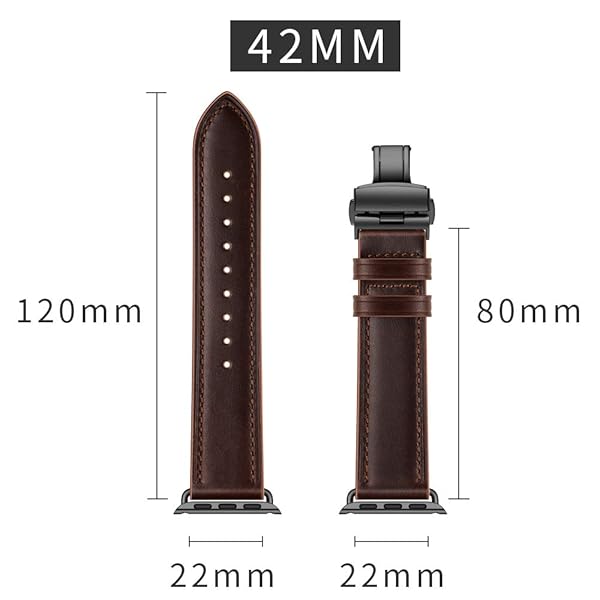 AISPORTS AISPORTS Leather Sport Wristband for Apple Watch 49mm 46mm 45mm 44mm 42mm with Metal Butterfly Buckle Replacement Band - View 7 of 8