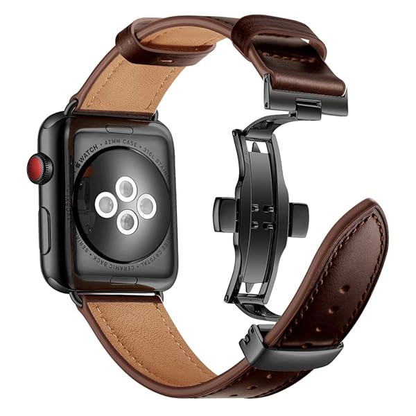 AISPORTS AISPORTS Leather Sport Wristband for Apple Watch 49mm 46mm 45mm 44mm 42mm with Metal Butterfly Buckle Replacement Band - View 2 of 8