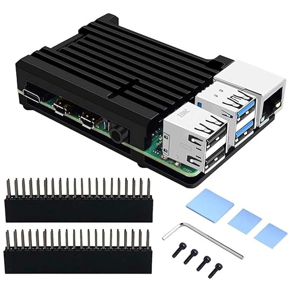 GeeekPi Raspberry Pi 4B Armor Case: Aluminum Cooling Shell with Heatsink & Thermal Tape