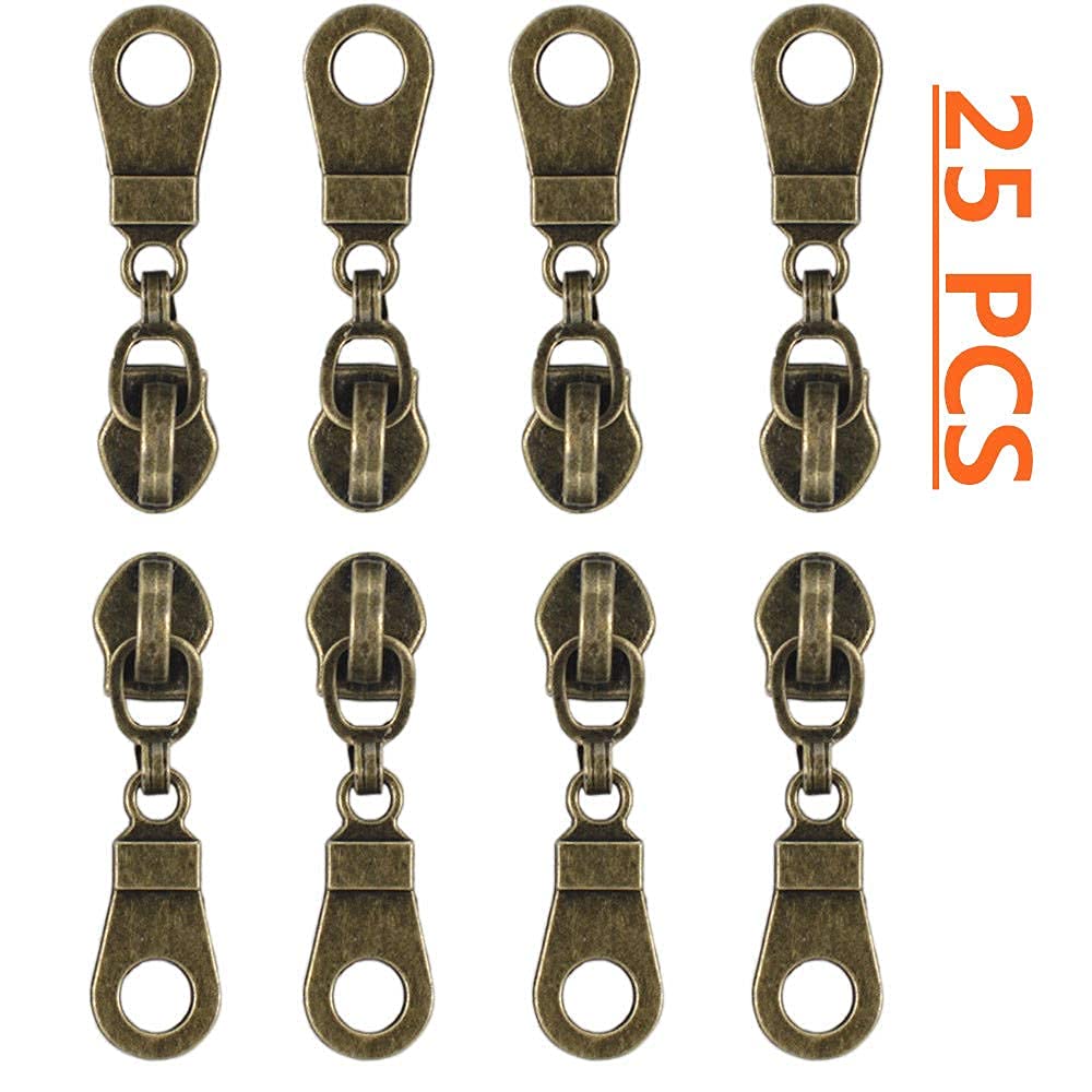 MebuZip Buy MebuZip #5 Antique Brass Nylon Coil Zippers - 10 Yards with 25 Pulls for DIY Sewing & Craft Projects (Brown) - View 4 of 6