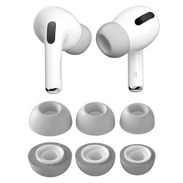 pzoz PZOZ Replacement Ear Tips for Apple AirPods Pro 3 Pairs Memory Foam Noise Reducing Eartips Compatible with Charging Case SML Gray - View 2 of 7