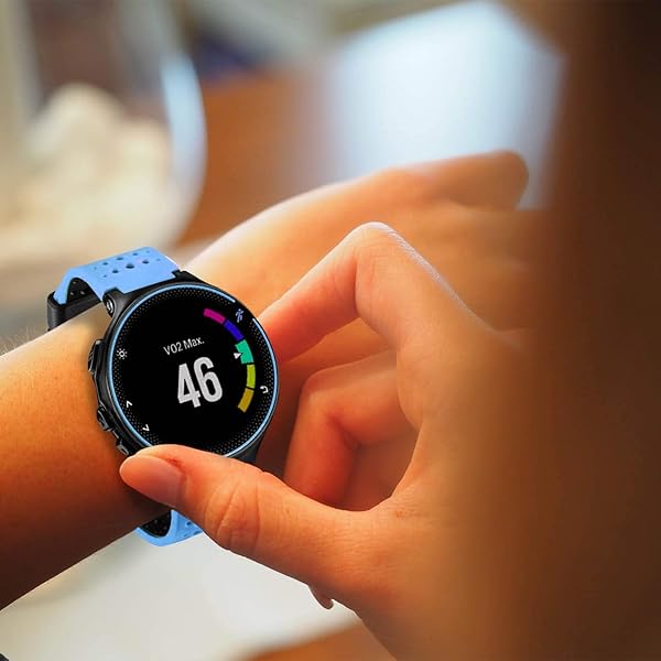 TopPerfekt TopPerfekt Soft Silicone Replacement Band for Garmin Forerunner 235/220/230/620 - Stylish Deep Sky Blue & Black Strap - View 7 of 8