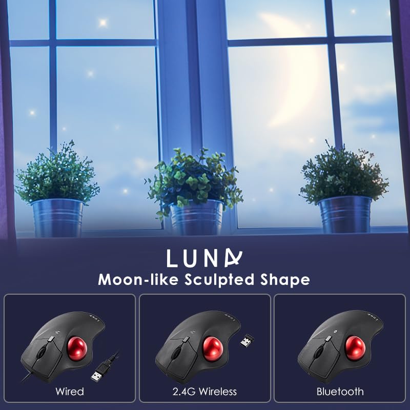 SANWA SANWA Bluetooth Wireless Ergonomic Trackball Mouse with Programmable Silent Buttons and 40mm Trackball for MacBook and Windows - View 9 of 9