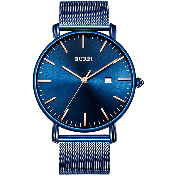 BUREI Shop BUREI Men's Minimalist Waterproof Watch - Ultra Thin Analog Quartz with Stainless Steel Mesh Band