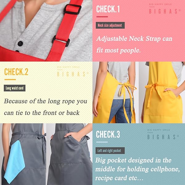 BIGHAS BIGHAS Adjustable Bib Apron with Pocket Extra Long Ties for Men and Women in Bronze Green Ideal for Cooking Baking and Kitchen Use - View 5 of 8