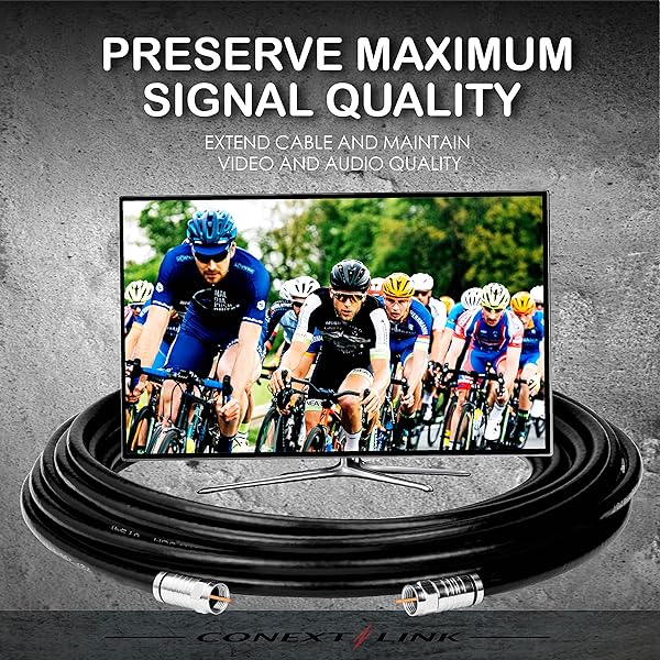 Conext Link Conext Link RG6 Quad Shield Coaxial Cable F Connector 18 AWG 3GHZ 75 Ohm for Satellite TV 2FT Black - View 4 of 7