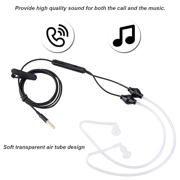 Ciglow Buy Ciglow In-Ear Headphones: Anti-Radiation Acoustic Tube Earpiece with Microphone for Mobile, Tablet & MP3 - Black - View 4 of 9