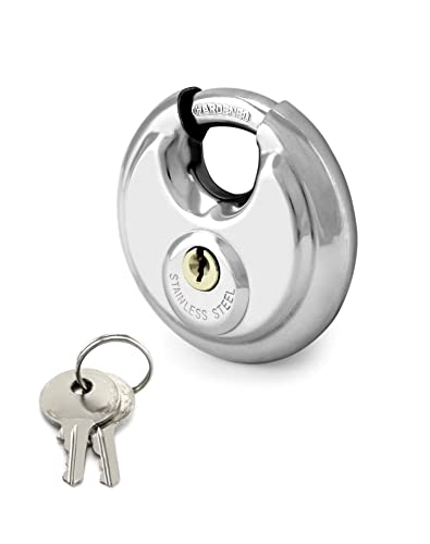 QWORK QWORK Heavy Duty Steel Disc Locks 2 Pack Keyed Padlock for Storage Units Trailers Sheds Fences 3/8 Inch Shackle - View 3 of 9