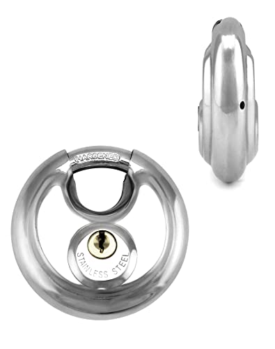 QWORK QWORK Heavy Duty Steel Disc Locks 2 Pack Keyed Padlock for Storage Units Trailers Sheds Fences 3/8 Inch Shackle - View 4 of 9