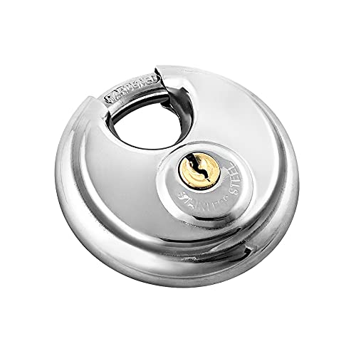 QWORK QWORK Heavy Duty Steel Disc Locks 2 Pack Keyed Padlock for Storage Units Trailers Sheds Fences 3/8 Inch Shackle - View 5 of 9