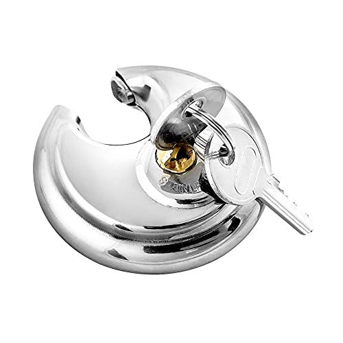 QWORK QWORK Heavy Duty Steel Disc Locks 2 Pack Keyed Padlock for Storage Units Trailers Sheds Fences 3/8 Inch Shackle - View 7 of 9