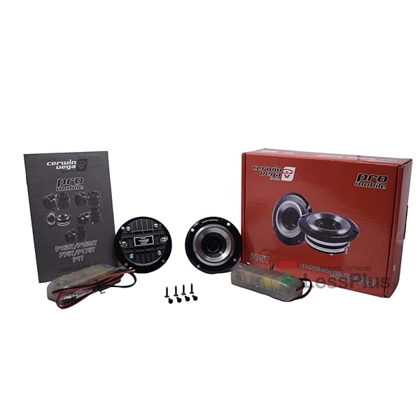 Cerwin-Vega Pro Series Midrange 1Â” Tweeter, 50W RMS 8? Component Speakers Set - High Output Shallow - Ideal for Car Audio Systems, Includes Pair of Car Tweeters for Enhanced Sound P75T