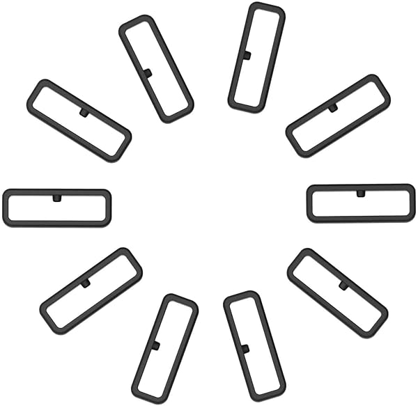 Turnwin Silicone Rubber Fastener Rings for Watch Bands 11 Pack Black Replacement Loops for 22mm Security Wristband Fasteners - View 6 of 7