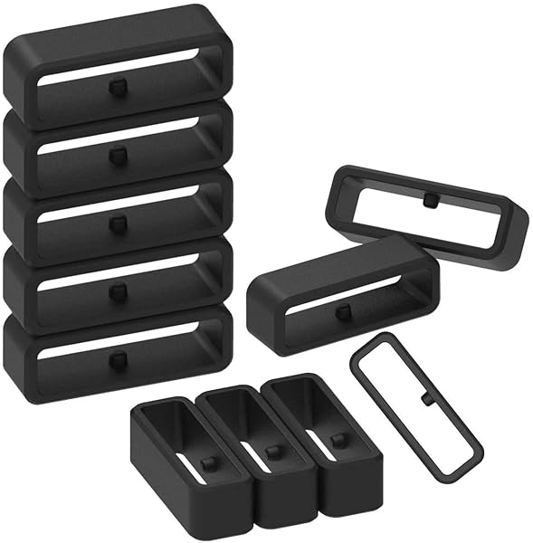 Silicone Rubber Fastener Rings for Watch Bands 11 Pack Black Replacement Loops for 22mm Security Wristband Fasteners