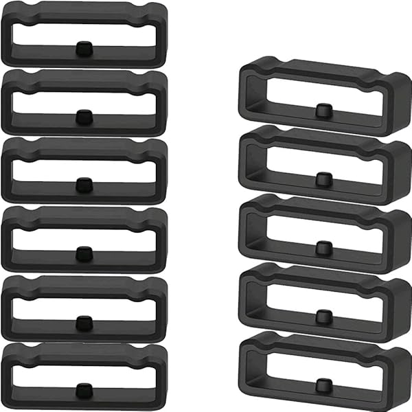 Silicone Rubber Fastener Rings for Watch Bands 11 Pack Black Replacement Loops 18mm to 28mm Security Band Keeper