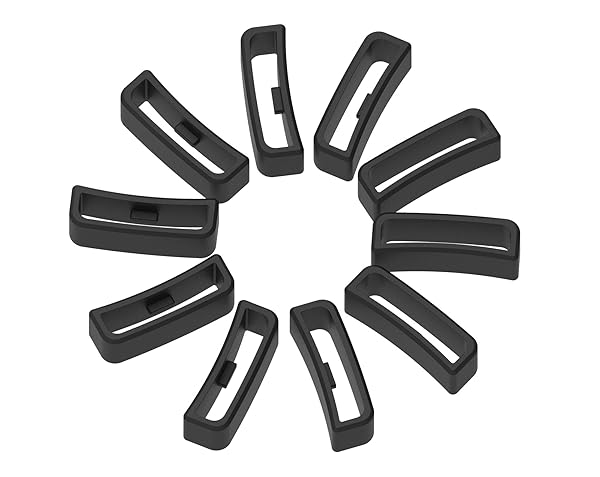 Silicone Rubber Fastener Rings for Watch Bands 11 Pack Black Replacement Loops 18mm to 28mm Security Wristband Fasteners