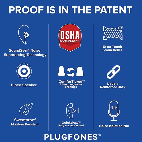 Plugfones Plugfones Protector Plus VL: Noise-Reducing Earplug Earbuds with Mic & Controls - Blue & Yellow - View 7 of 10