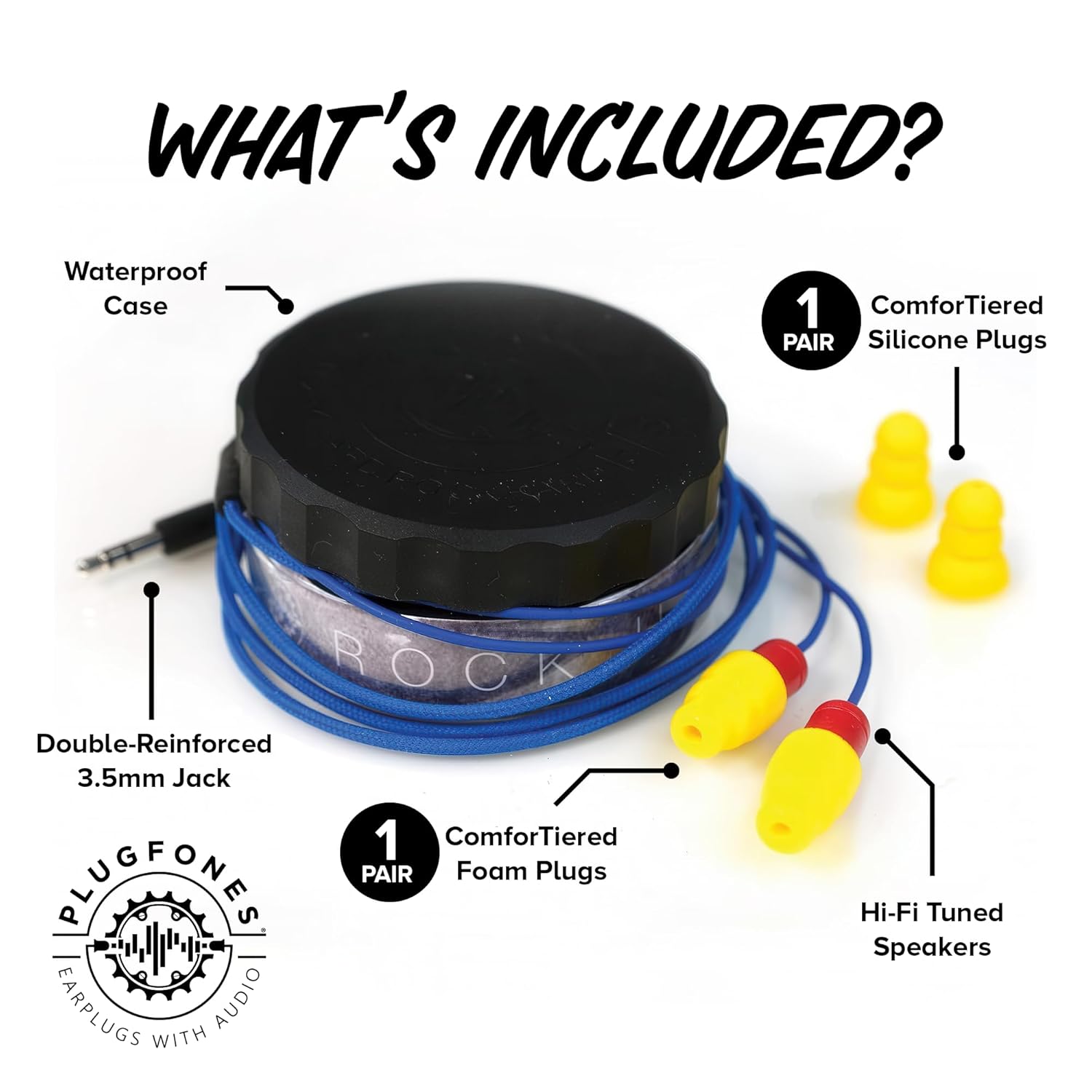 Plugfones Plugfones Protector VL Audio Earbuds OSHA Compliant Earplugs with Sound in Blue and Yellow for Ultimate Hearing Protection - View 5 of 8