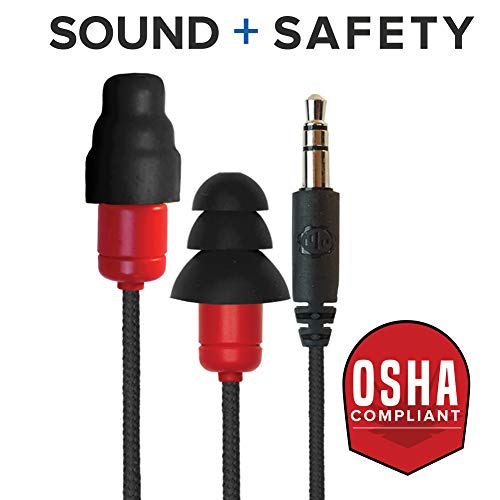 Plugfones Plugfones Protector VL Audio Earbuds OSHA Compliant Earplugs Black and Red for Noise Reduction and Music Enjoyment - View 3 of 9