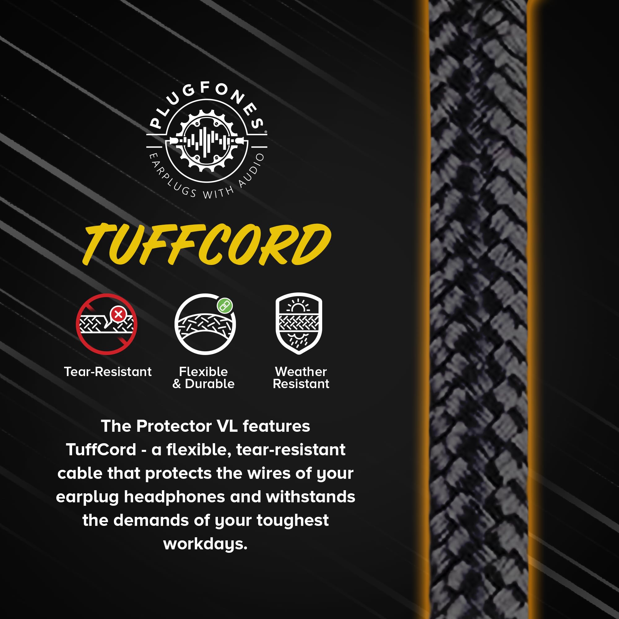 Plugfones Plugfones Protector Plus VL: Noise-Reducing Earplug Earbuds with Mic & Controls - Black & Red - View 8 of 9