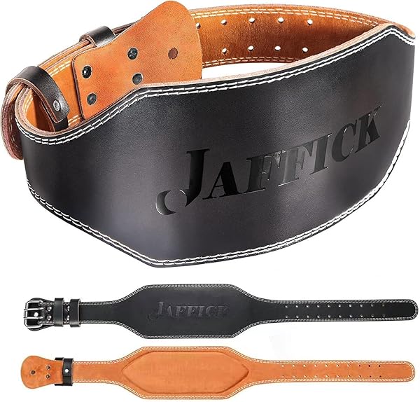 Jaffick Genuine Leather Weight Lifting Belt for Men 6 Inch Brown Gym Back Support Powerlifting Heavy Duty Training Equipment