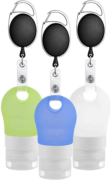 Linkidea Portable Silicone Travel Bottles Set - Refillable 1.3 oz Containers for Shampoo, Hand Soap & Toiletries (Pack of 3)