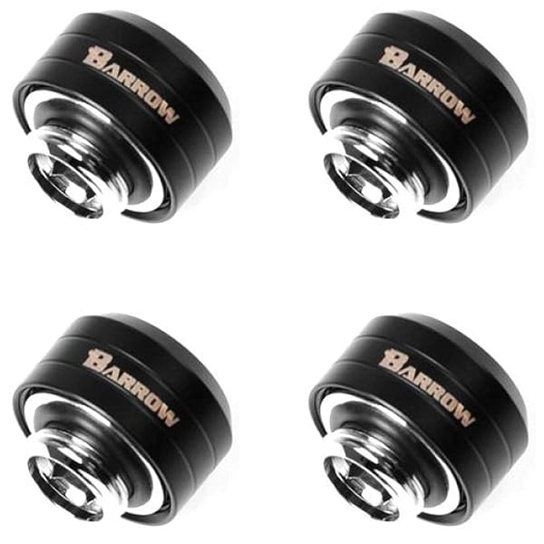 Barrow "Barrow G1/4" to 14mm Compression Fittings - Smooth Black Hard Tubing, 4-Pack"