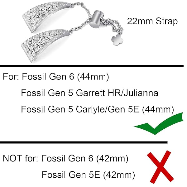 Turnwin 22mm Black Bling Diamond Stainless Steel Watchband for Fossil Gen 5 Julianna Adjustable Quick Release Jewelry Bracelet - View 3 of 6