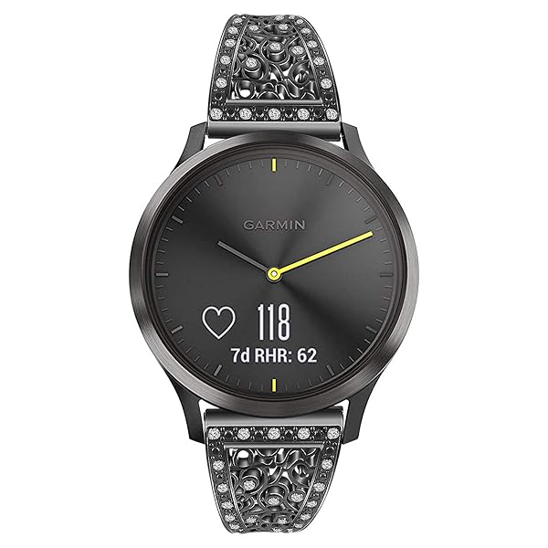 Turnwin 22mm Black Bling Diamond Stainless Steel Watchband for Fossil Gen 5 Julianna Adjustable Quick Release Jewelry Bracelet - View 4 of 6