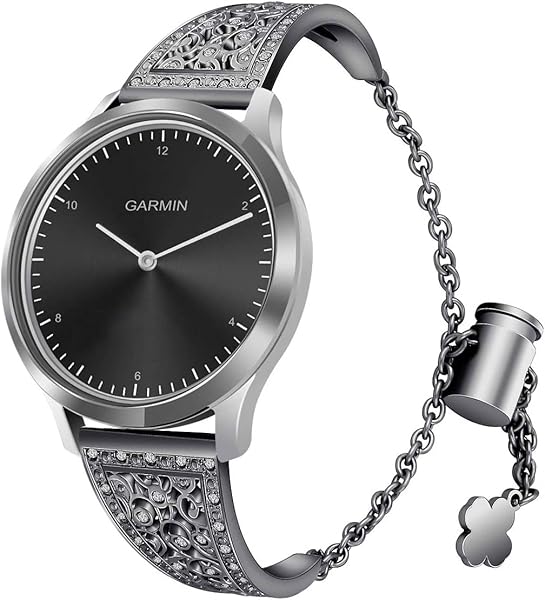 Turnwin 22mm Black Bling Diamond Stainless Steel Watchband for Fossil Gen 5 Julianna Adjustable Quick Release Jewelry Bracelet - View 2 of 6