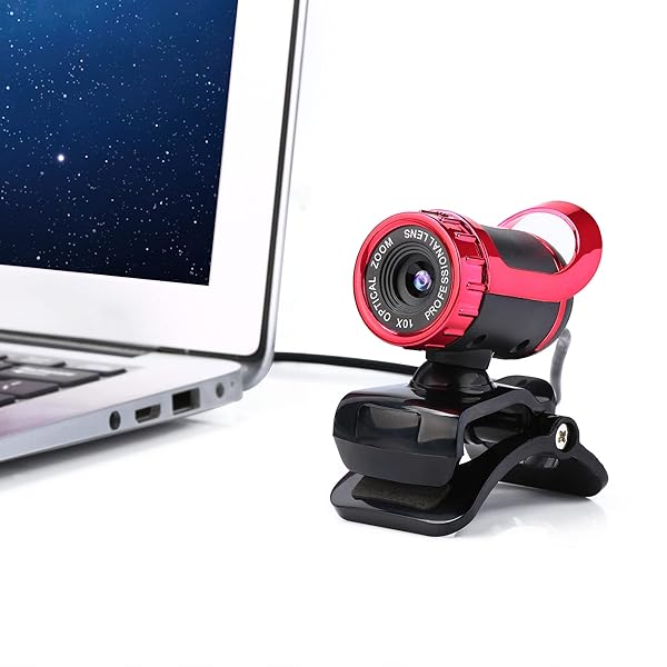 Yoidesu USB Desktop Laptop Camera,Manual Focus Webcam with Built-in Microphone,Clip-on Mini Plug and Play Video Calling Webcam,360Â° Rotating(Red)