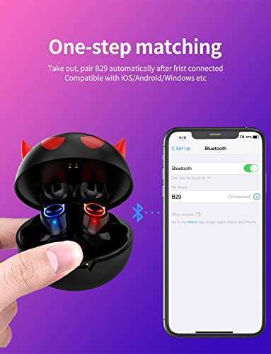 AMAFACE AMAFACE Tiny Bluetooth Earbuds for Kids - Waterproof Wireless Earphones with Cute Charging Case & Mic for Sports & Devices - View 6 of 9