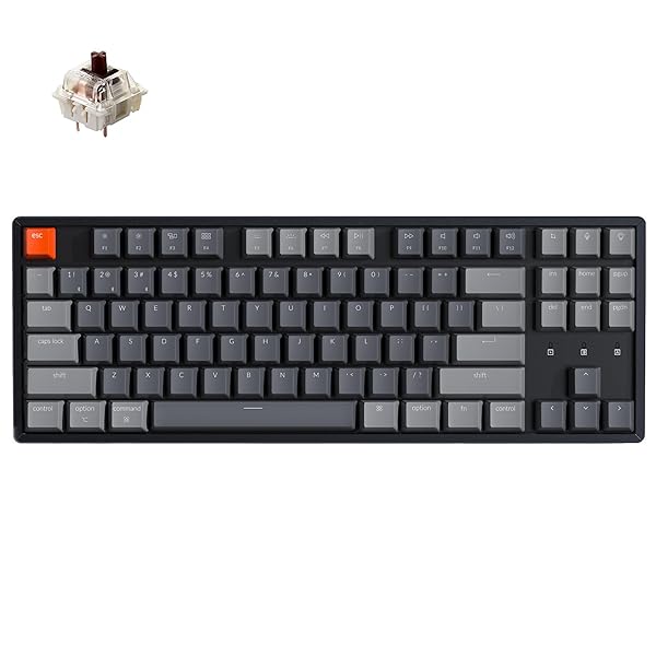 Keychron Keychron K8 Wireless Mechanical Keyboard: 87 Keys TKL, RGB Backlight, Gateron Brown Switch, USB-C for Mac & Windows