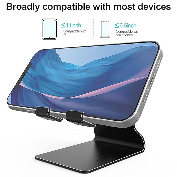 TOPGO TOPGO Metal Phone Stand for Desk Compatible with iPhone 16 15 Pro Max and All Smartphones Ideal for Office and Bedside Use - View 3 of 8