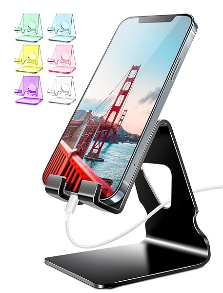 TOPGO TOPGO Metal Phone Stand for Desk Compatible with iPhone 16 15 Pro Max and All Smartphones Ideal for Office and Bedside Use