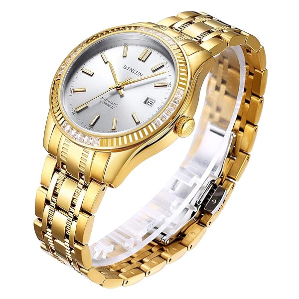 BINLUN BINLUN Men's Automatic Mechanical Wrist Watch 18K Gold Plated Waterproof Luminous Dress Watch with Date Feature - View 4 of 8