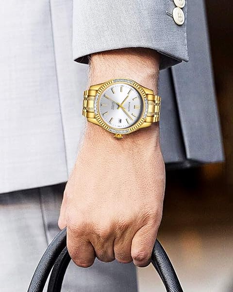 BINLUN BINLUN Men's Automatic Mechanical Wrist Watch 18K Gold Plated Waterproof Luminous Dress Watch with Date Feature - View 8 of 8