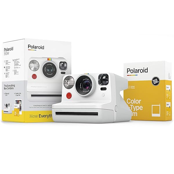 Everything Box Polaroid Now White 6025 Instant Camera for Stunning Photos and Memories