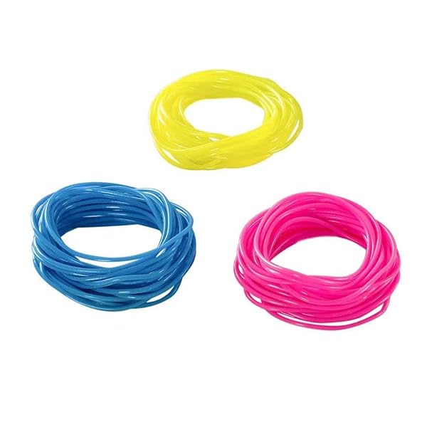 Finrray 50 Pcs Assorted Neon Silicone Jelly Bracelets for 80s Party Favors for Women Girls Kids in Black Purple Pink Yellow Blue - View 3 of 6