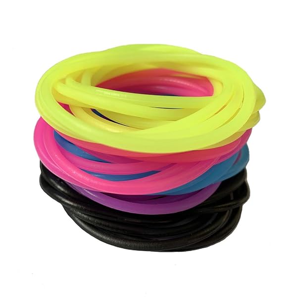 Finrray 50 Pcs Assorted Neon Silicone Jelly Bracelets for 80s Party Favors for Women Girls Kids in Black Purple Pink Yellow Blue - View 6 of 6