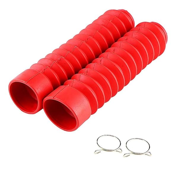 KIMISS KIMISS 205x42mm Motorcycle Front Fork Cover Gaiters Boots Shock Damping Dust Cover Red for Enhanced Protection and Style