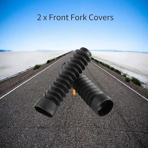 KIMISS KIMISS Motorcycle Front Fork Cover Gaiters Boots 205x42mm Black Shock Damping Dust Cover - View 6 of 10