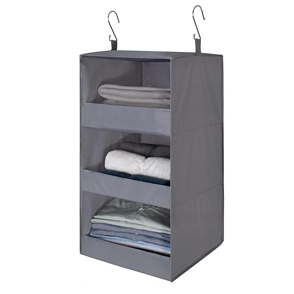 GRANNY SAYS "GRANNY SAYS 3-Shelf Hanging Closet Organizer - Collapsible Storage for Closets & RVs, Gray, 29.5" H x 12" W x 12" D"
