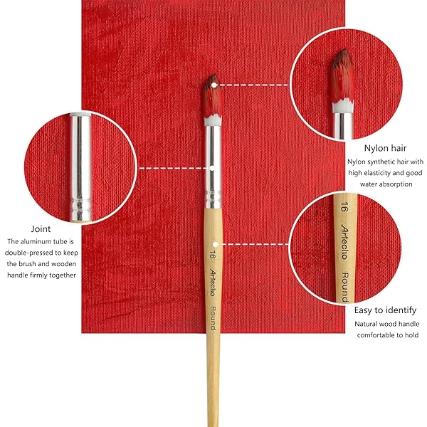 Artecho Artecho 24 PCS Paint Brushes Set for Acrylic, Oil, Watercolor & Gouache - Perfect for Canvas Painting - View 5 of 8