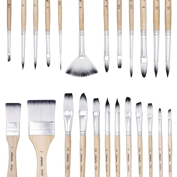 Artecho Artecho 24 PCS Paint Brushes Set for Acrylic, Oil, Watercolor & Gouache - Perfect for Canvas Painting - View 2 of 8
