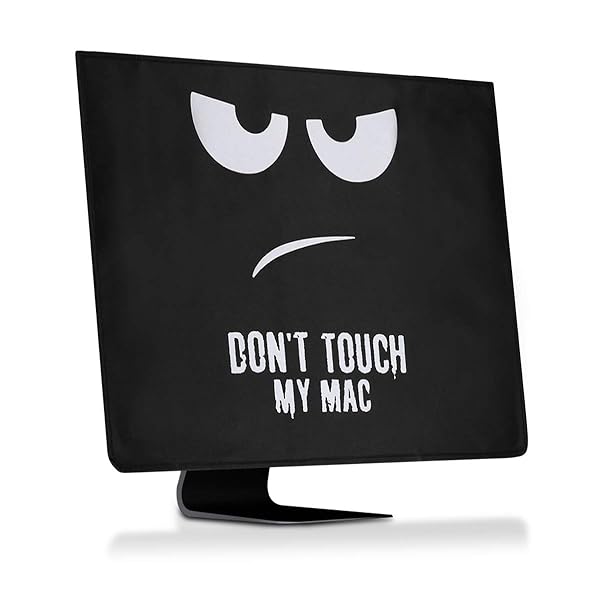 "KWMobile 4-in-1 Cover for Apple iMac 27" & iMac Pro - Stylish 'Don't Touch My Mac' Case in White/Black"