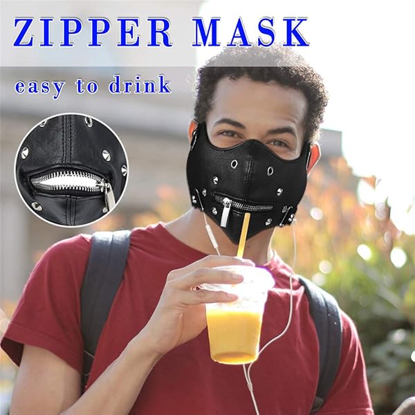 JewelryWe Cool Punk Skeleton Mask - Breathable Leather Zipper Design for Men & Women | Windproof Motorcycle Riding Gear - View 8 of 8
